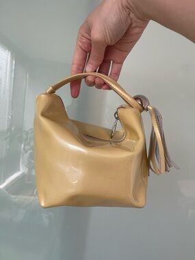 Furla Yellow Patent wristlet with changeable handle